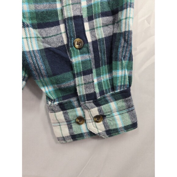 NEW Woolrich Midweight Flannel Shirt Blue Green Plaid Button Collar Men's Large - Picture 10 of 10